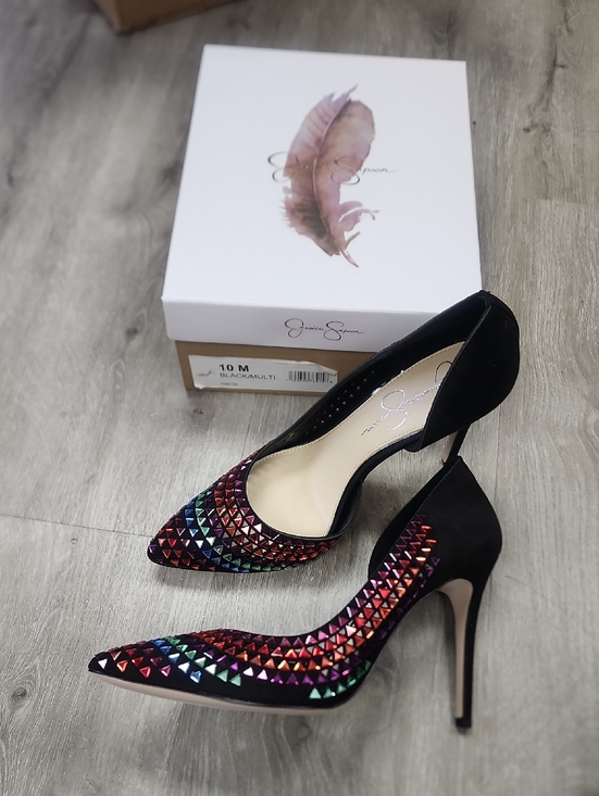 Jessica Simpson Shoes - Jessica Simpson Black Multicolor Studded Pointed-Toe Stiletto Heels